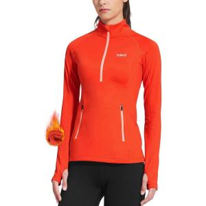 imageBALEAF Womens Running Jacket Thermal Fleece Pullover Half Zip Tops Thumbholes Winter Long Sleeve Cold WeatherColar