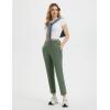 imageBALEAF Womens Golf Pants Stretch with Belt Loops Zipper Pockets Travel Casual Work Bussiness Dress UPF 50Army Green