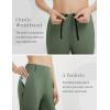 imageBALEAF Womens Golf Pants Stretch with Belt Loops Zipper Pockets Travel Casual Work Bussiness Dress UPF 50Army Green