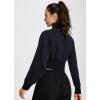 imageBALEAF Womens Half Zip Cropped Sweatshirt High Neck Long Sleeve Crop Pullover Athletic Ribbed Corset Hems CozyBlack