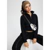 imageBALEAF Womens Half Zip Cropped Sweatshirt High Neck Long Sleeve Crop Pullover Athletic Ribbed Corset Hems CozyBlack