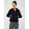 imageBALEAF Womens Half Zip Cropped Sweatshirt High Neck Long Sleeve Crop Pullover Athletic Ribbed Corset Hems CozyBlackhoodie