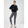 imageBALEAF Womens Half Zip Cropped Sweatshirt High Neck Long Sleeve Crop Pullover Athletic Ribbed Corset Hems CozyBlackhoodie