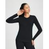imageBALEAF Womens Thermal Shirts Crewneck Fleece Lined Long Sleeve Tops Running Workout Ski Base Layer Winter Cold WeatherBlack