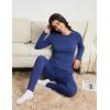 imageBALEAF Womens Thermal Shirts Crewneck Fleece Lined Long Sleeve Tops Running Workout Ski Base Layer Winter Cold WeatherBlue