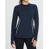 imageBALEAF Womens Thermal Tops Fleece Lined Shirts Long Sleeve Cold Weather Running Gear Workout Zipper Pocket Thumbholes03navy