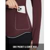 imageBALEAF Womens Thermal Tops Fleece Lined Shirts Long Sleeve Cold Weather Running Gear Workout Zipper Pocket Thumbholes03wine Red