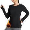 imageBALEAF Womens Thermal Tops Fleece Lined Shirts Long Sleeve Cold Weather Winter Gear Workout Zipper Pocket ThumbholesBlack