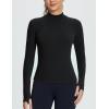 imageBALEAF Womens Thermal Tops Fleece Lined Shirts Long Sleeve Cold Weather Winter Gear Workout Zipper Pocket ThumbholesBlack