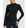 imageBALEAF Womens Thermal Tops Fleece Lined Shirts Long Sleeve Cold Weather Winter Gear Workout Zipper Pocket ThumbholesBlack