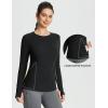 imageBALEAF Womens Thermal Tops Fleece Lined Shirts Long Sleeve Cold Weather Winter Gear Workout Zipper Pocket ThumbholesBlack