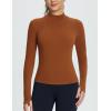 imageBALEAF Womens Thermal Tops Fleece Lined Shirts Long Sleeve Cold Weather Winter Gear Workout Zipper Pocket ThumbholesBrown
