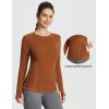 imageBALEAF Womens Thermal Tops Fleece Lined Shirts Long Sleeve Cold Weather Winter Gear Workout Zipper Pocket ThumbholesBrown
