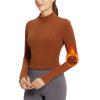 imageBALEAF Womens Thermal Tops Fleece Lined Shirts Long Sleeve Cold Weather Winter Gear Workout Zipper Pocket ThumbholesCaramel