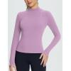 imageBALEAF Womens Thermal Tops Fleece Lined Shirts Long Sleeve Cold Weather Winter Gear Workout Zipper Pocket ThumbholesPurple