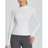 imageBALEAF Womens Thermal Tops Fleece Lined Shirts Long Sleeve Cold Weather Winter Gear Workout Zipper Pocket ThumbholesWhite