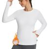 imageBALEAF Womens Thermal Tops Fleece Lined Shirts Long Sleeve Cold Weather Winter Gear Workout Zipper Pocket ThumbholesWhite