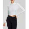 imageBALEAF Womens Thermal Tops Fleece Lined Shirts Long Sleeve Cold Weather Winter Gear Workout Zipper Pocket ThumbholesWhite