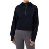 imageBALEAF Womens Half Zip Cropped Sweatshirt High Neck Long Sleeve Crop Pullover Athletic Ribbed Corset Hems CozyBlackhoodie