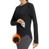 imageBALEAF Womens Thermal Tops Fleece Lined Shirts Long Sleeve Cold Weather Running Gear Workout Zipper Pocket Thumbholes01black