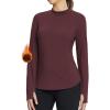 imageBALEAF Womens Thermal Tops Fleece Lined Shirts Long Sleeve Cold Weather Running Gear Workout Zipper Pocket Thumbholes03wine Red