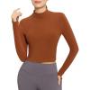 imageBALEAF Womens Thermal Tops Fleece Lined Shirts Long Sleeve Cold Weather Winter Gear Workout Zipper Pocket ThumbholesCaramel