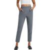 imageBALEAF Womens Travel Pants Stretch with Zipper Pockets Petite Ankle Dressy Work Business Casual Golf SlacksDark Grey