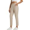 imageBALEAF Womens Travel Pants Stretch with Zipper Pockets Petite Ankle Dressy Work Business Casual Golf SlacksKhaki