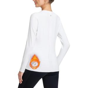imageBALEAF Womens Thermal Shirts Crewneck Fleece Lined Long Sleeve Tops Running Workout Ski Base Layer Winter Cold WeatherWhite