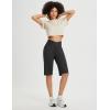 imageBALEAF Womens Bermuda Long Shorts 14quot Knee Length High Waisted Athletic Shorts with Pockets Stretch Soft Loose Casual SummerBlack