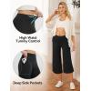 imageBALEAF Womens Capri Pants Wide Leg Yoga Capris with Pockets Loose Stretch Workout Leggings Casual SummerBlack