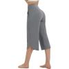 imageBALEAF Womens Capri Pants Wide Leg Yoga Capris with Pockets Loose Stretch Workout Leggings Casual SummerDark Grey