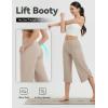 imageBALEAF Womens Capri Pants Wide Leg Yoga Capris with Pockets Loose Stretch Workout Leggings Casual SummerKhaki