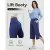 imageBALEAF Womens Capri Pants Wide Leg Yoga Capris with Pockets Loose Stretch Workout Leggings Casual SummerNavy Blue