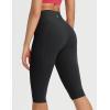 imageBALEAF Womens Knee Length Capri Leggings with Pockets High Waisted Stretch for Casual Summer Yoga Workout ExerciseBlack