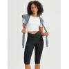imageBALEAF Womens Knee Length Capri Leggings with Pockets High Waisted Stretch for Casual Summer Yoga Workout ExerciseBlack