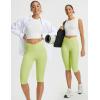 imageBALEAF Womens Knee Length Capri Leggings with Pockets High Waisted Stretch for Casual Summer Yoga Workout ExerciseLime Green