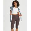 imageBALEAF Womens Knee Length Capri Leggings with Pockets High Waisted Stretch for Casual Summer Yoga Workout ExerciseSeal Brown