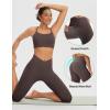 imageBALEAF Womens Knee Length Capri Leggings with Pockets High Waisted Stretch for Casual Summer Yoga Workout ExerciseSeal Brown