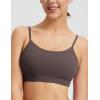 imageBALEAF Womens Low Impact Sports Bra Adjustable Spaghetti Strap Yoga Workout Bra with Removable PaddedDark Brown