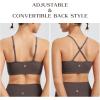 imageBALEAF Womens Low Impact Sports Bra Adjustable Spaghetti Strap Yoga Workout Bra with Removable PaddedDark Brown