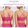 imageBALEAF Womens Low Impact Sports Bra Adjustable Spaghetti Strap Yoga Workout Bra with Removable PaddedRose Red