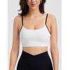 imageBALEAF Womens Low Impact Sports Bra Adjustable Spaghetti Strap Yoga Workout Bra with Removable PaddedStar White
