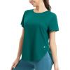imageBALEAF Womens Running Shirts Short Sleeve Workout Tops Quick Dry Athletic TShirts Loose Fit Gym Yoga Tee UPF 50Green