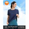 imageBALEAF Womens Running Shirts Short Sleeve Workout Tops Quick Dry Athletic TShirts Loose Fit Gym Yoga Tee UPF 50Navy Blue