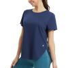 imageBALEAF Womens Running Shirts Short Sleeve Workout Tops Quick Dry Athletic TShirts Loose Fit Gym Yoga Tee UPF 50Navy Blue