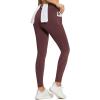 imageBALEAF Womens Thick Fleece Lined Leggings Water Resistant Zipper Pocket High Waisted Winter Snow Pants02red