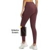 imageBALEAF Womens Thick Fleece Lined Leggings Water Resistant Zipper Pocket High Waisted Winter Snow Pants02red