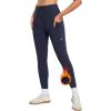 imageBALEAF Womens Thick Fleece Lined Leggings Water Resistant Zipper Pocket High Waisted Winter Snow Pants03navy