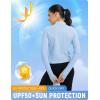 imageBALEAF Womens UPF 50 Sun Shirts Protection SPF Crop Jacket UV Protection Long Sleeve Full Zip Clothing LightweightLight Blue